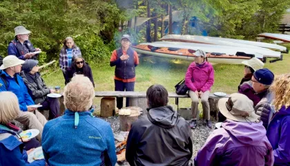 Bev Michel welcoming guests on Spring Island